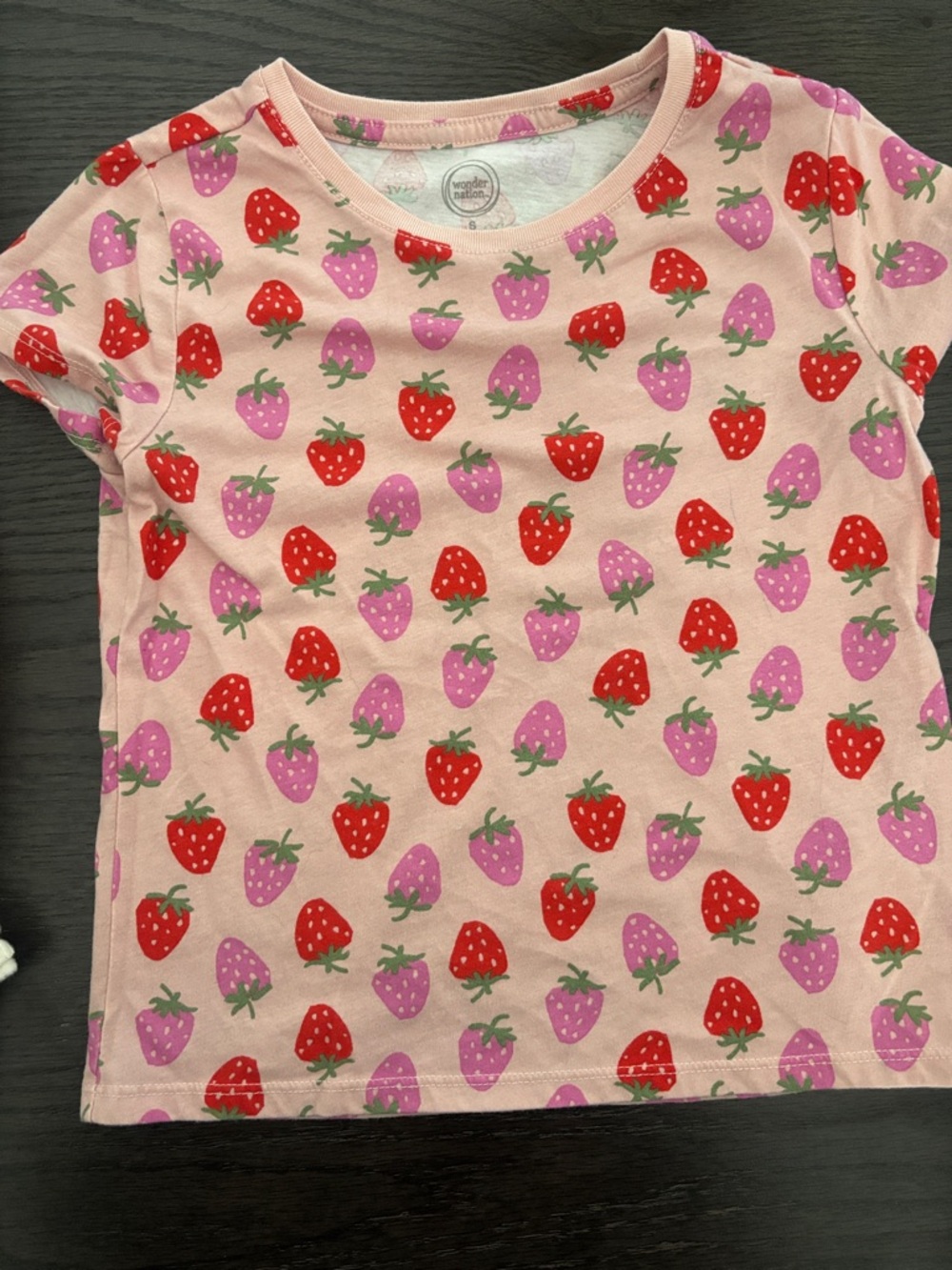wonder nation Pink Short Sleeve Top with Red & Purple Strawberry Print
